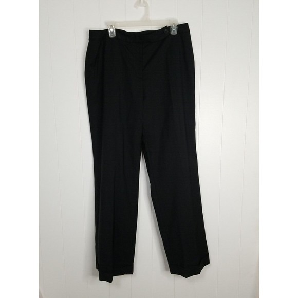 Neiman Marcus Dress Career Pants Wool  Plus Womens Size 16 Black Stretch - Picture 1 of 12